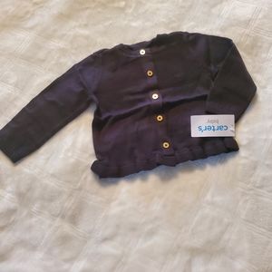 Carter's baby girl black cardigan 6 month NWT